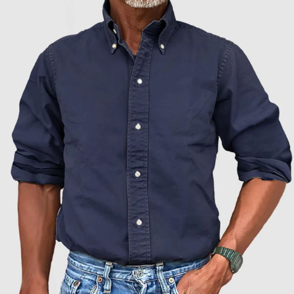 Chemise Homme Manches Longues Coupe Regular Respirante Boutons Coton 100 Pour Cent Décontractée Quotidienne