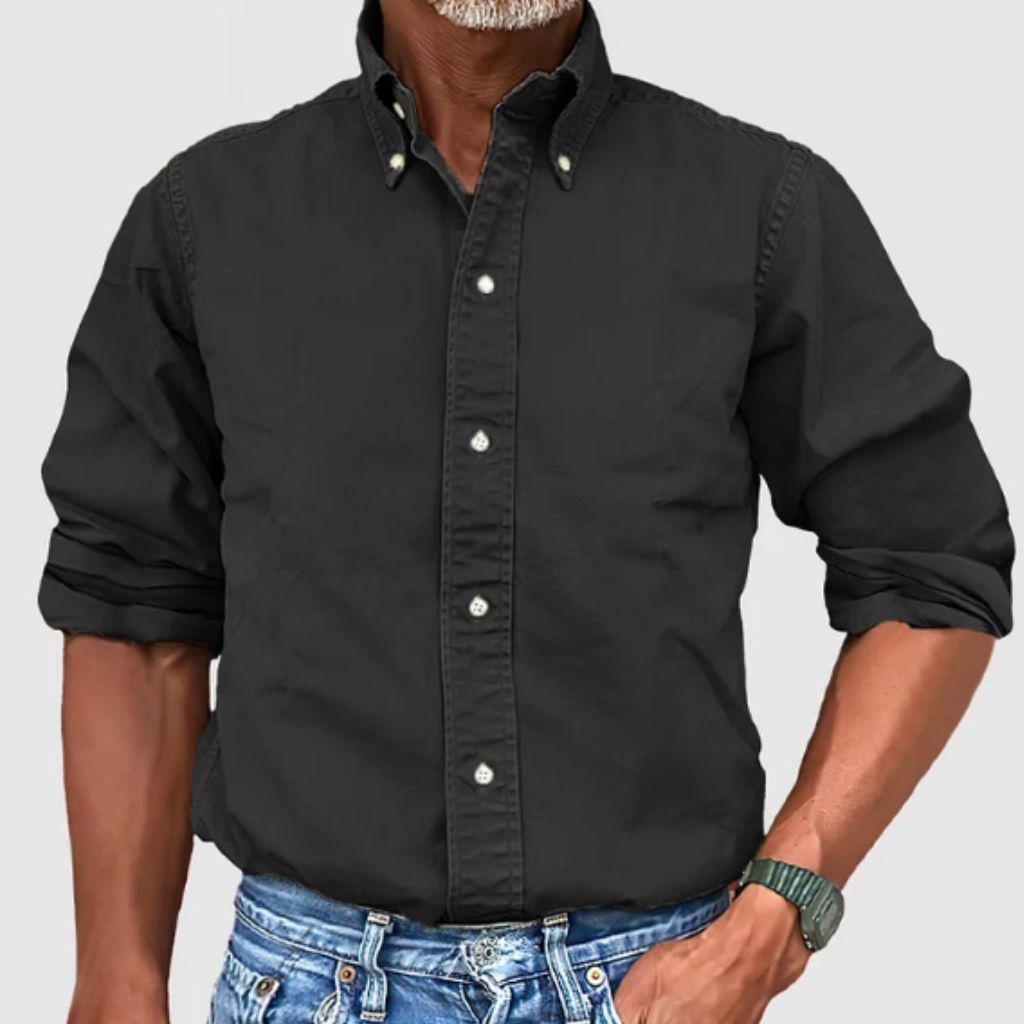 Chemise Homme Manches Longues Coupe Regular Respirante Boutons Coton 100 Pour Cent Décontractée Quotidienne