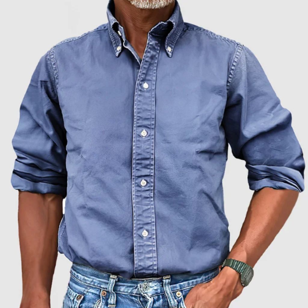 Chemise Homme Manches Longues Coupe Regular Respirante Boutons Coton 100 Pour Cent Décontractée Quotidienne