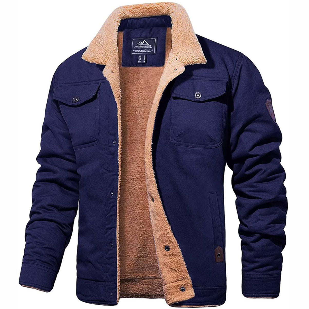 Veste Trucker Homme Avec Doublure Sherpa Fermeture À Bouton Durable Pour Activités Décontractées En Plein Air En Hiver
