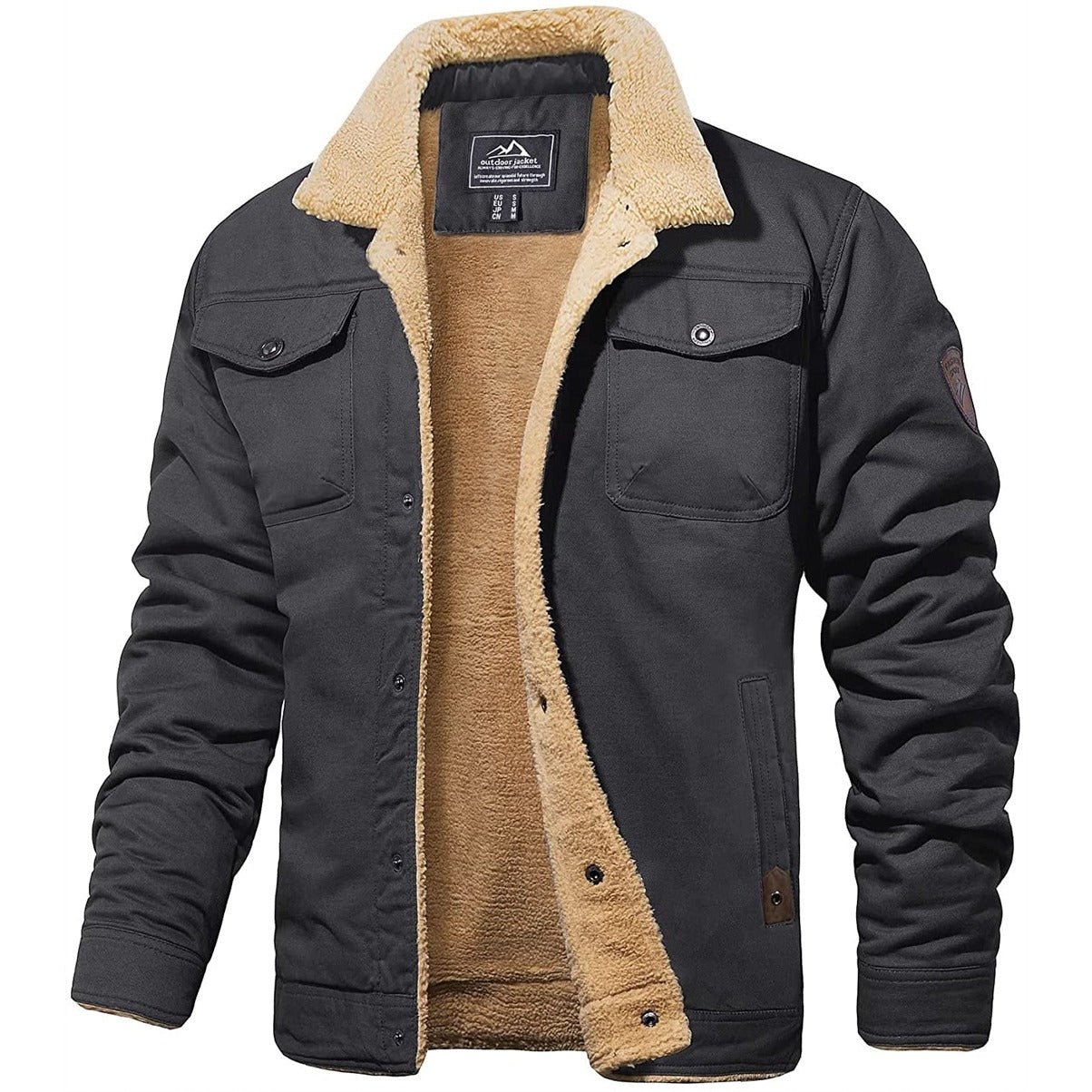 Veste Trucker Homme Avec Doublure Sherpa Fermeture À Bouton Durable Pour Activités Décontractées En Plein Air En Hiver