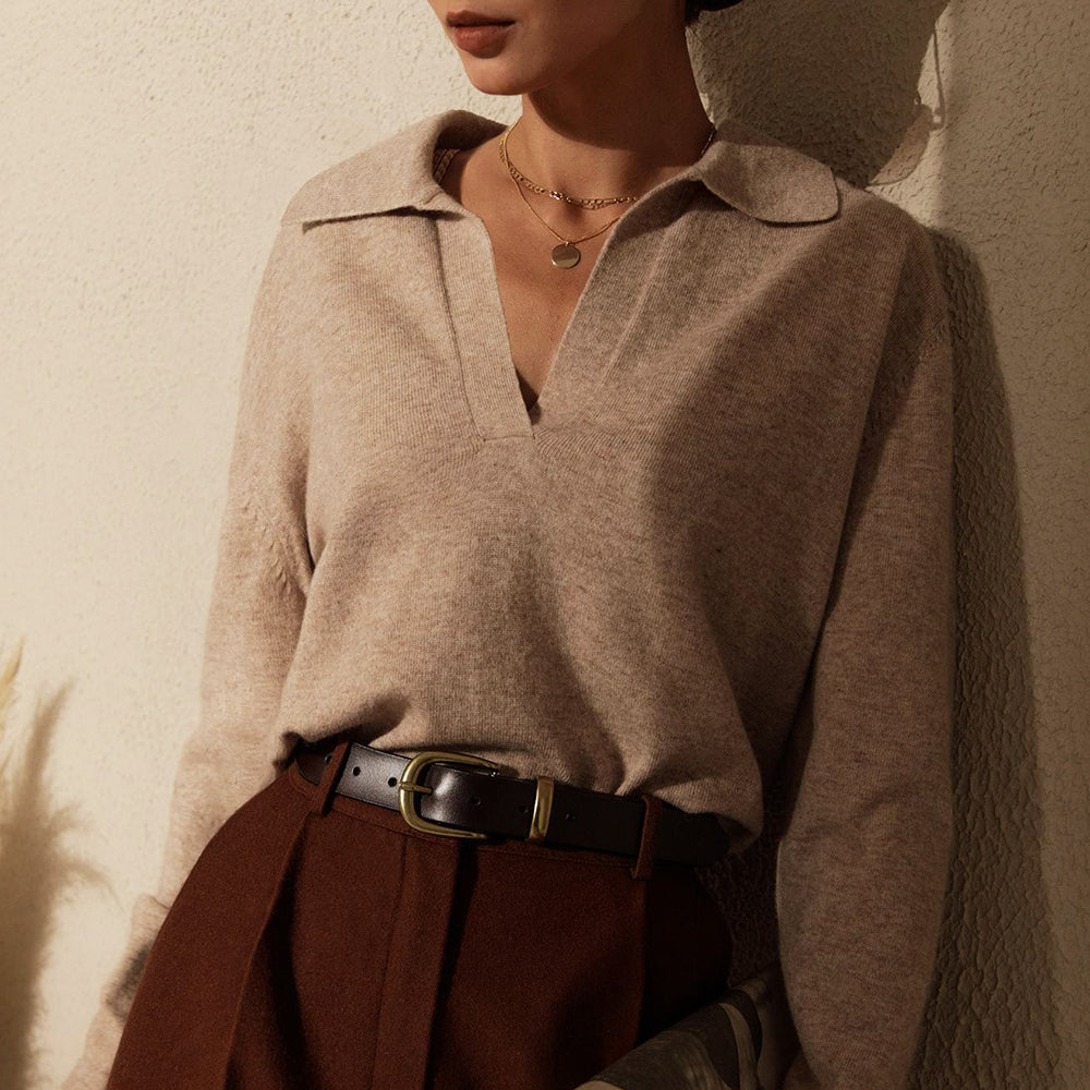 Pull Élégant Dolce Maglia En Viscose Douce Avec Col En V Pour Un Look Classique Chic