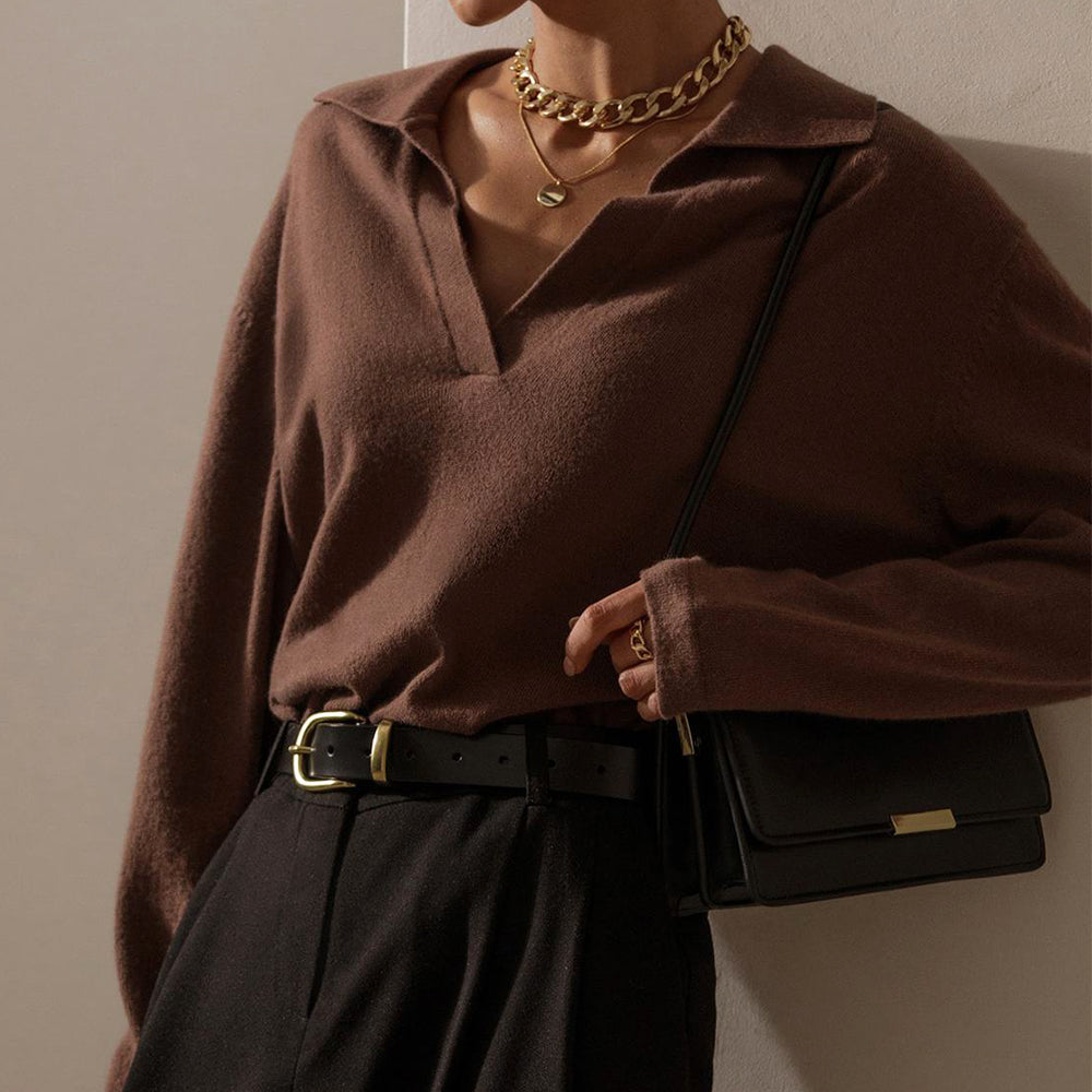 Pull Élégant Dolce Maglia En Viscose Douce Avec Col En V Pour Un Look Classique Chic