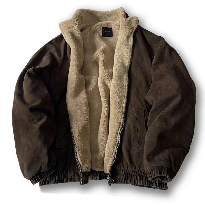 Veste Matelassée Doublée Polaire Avec Extérieur Tissu Rugueux Et Ourlet Élastique Look Minimaliste Pour L'Hiver