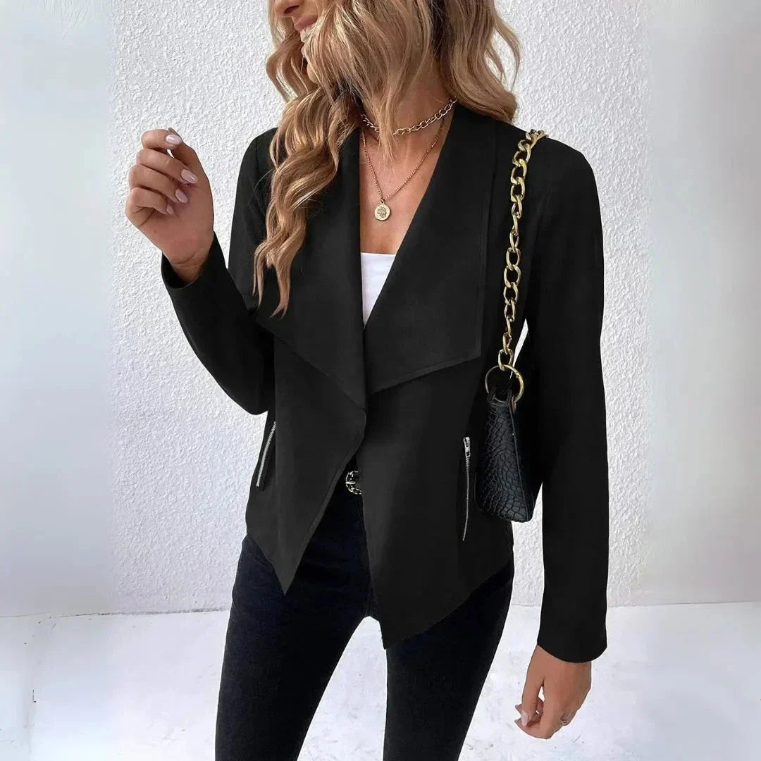 Veste Drapée Ouverte Devant En Mélange De Coton Avec Poches Zippées Et Finition Ultra Douce