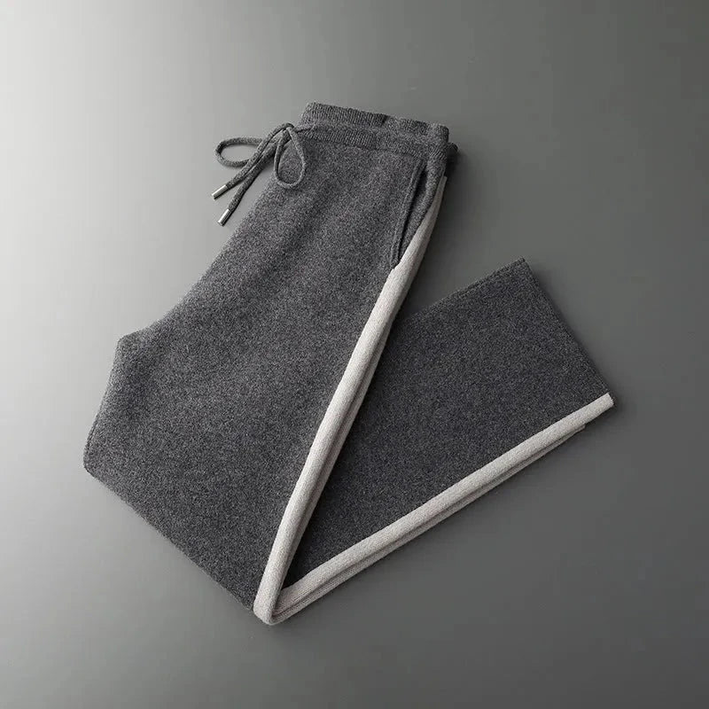 Pantalon Hank En Laine Mérinos Avec Bordure Contrastée Et Coupe Moderne Pour Détente Voyage Et Sorties Décontractées