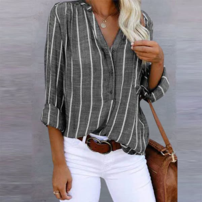 Melody Blouse Estivale Rayée Confortable Avec Silhouette Décontractée Pour Bureau Et Loisirs