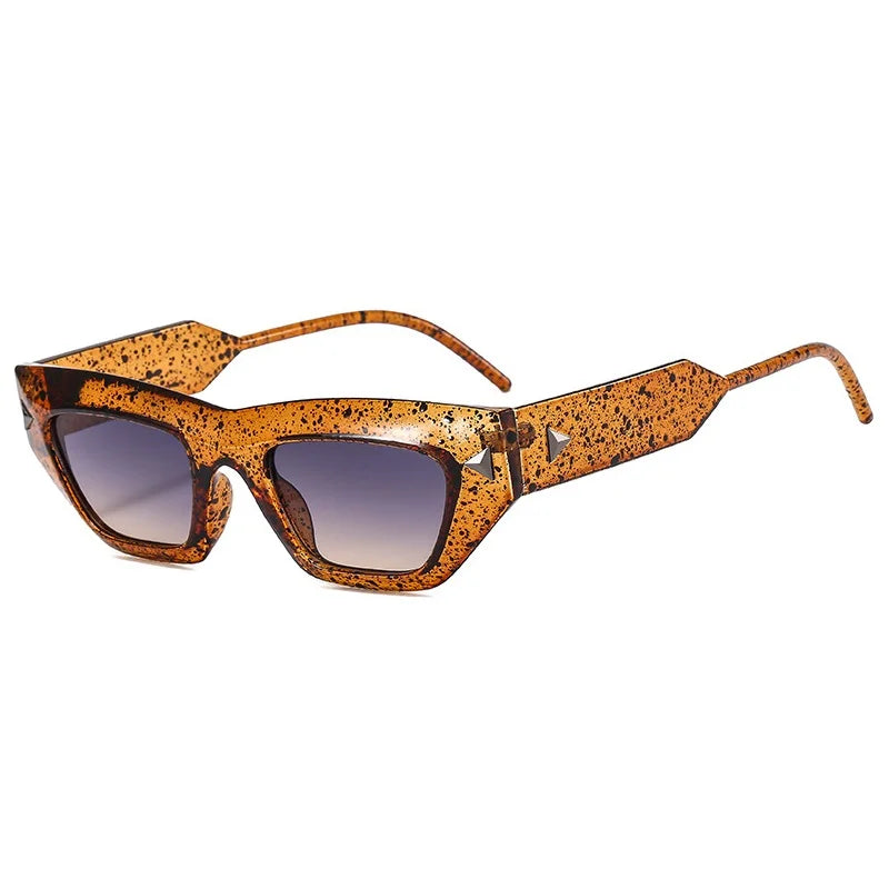 Lunettes de Soleil Eclipse Runway Design Futuriste Angulaires Cat Eye Branches Métalliques Durables