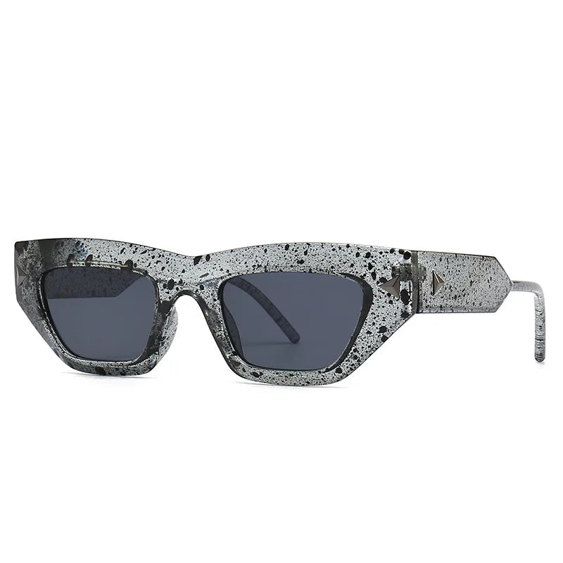 Lunettes de Soleil Eclipse Runway Design Futuriste Angulaires Cat Eye Branches Métalliques Durables