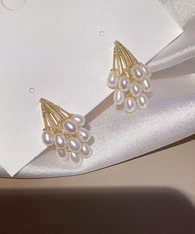 Boucles d'oreilles élégantes en or, cuivre et perles de raisin - Amawinc