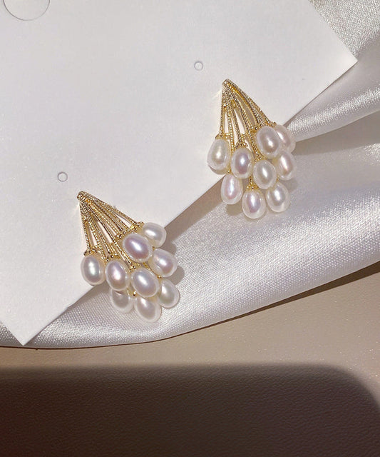 Boucles d'oreilles élégantes en or, cuivre et perles de raisin - Amawinc