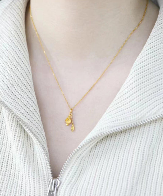 Collier élégant avec pendentif en argent sterling doré et doré - Amawinc