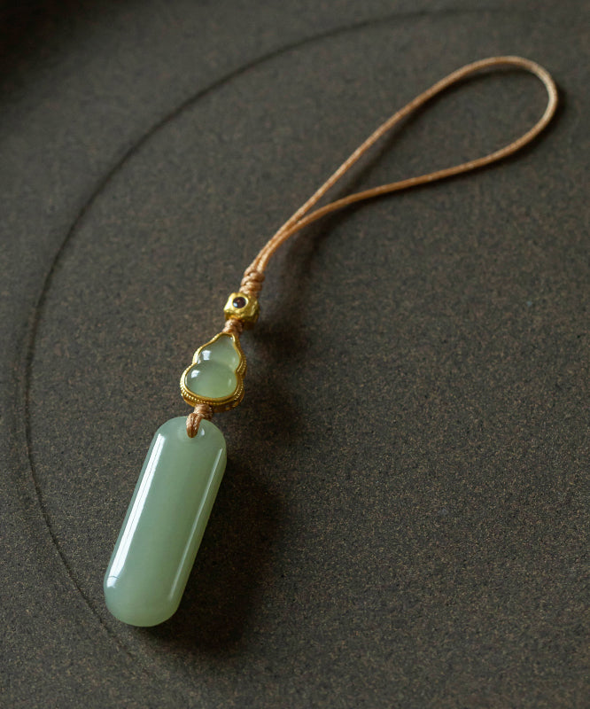 Porte-clés élégants en jade et zircon incrusté de cuivre vert - Amawinc