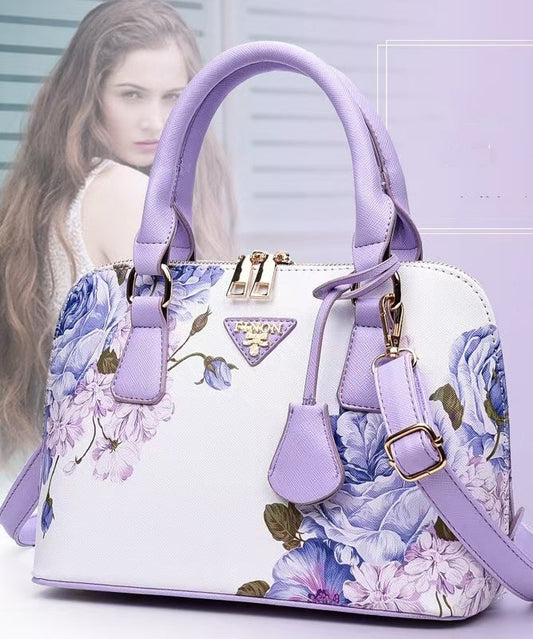 Sac fourre-tout élégant en similicuir violet jacquard solide et durable - Amawinc