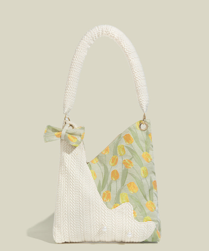 Sacs à bandoulière élégants en coton patchwork blanc asymétrique - Amawinc