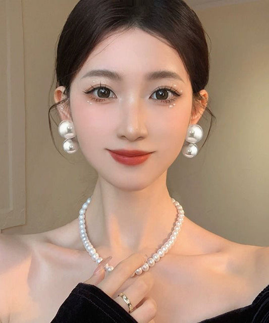 Boucles d'oreilles élégantes en argent sterling blanc avec perles surdorées - Amawinc