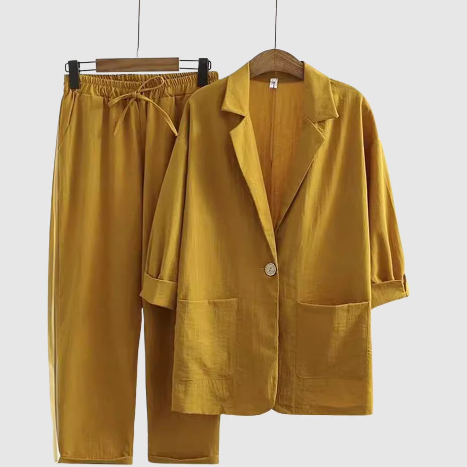 Elise Leroy Ensemble Lin Breezy Bloom Duo Confortable Et Respirant Coupe Ample Pour Journées Bien Remplies