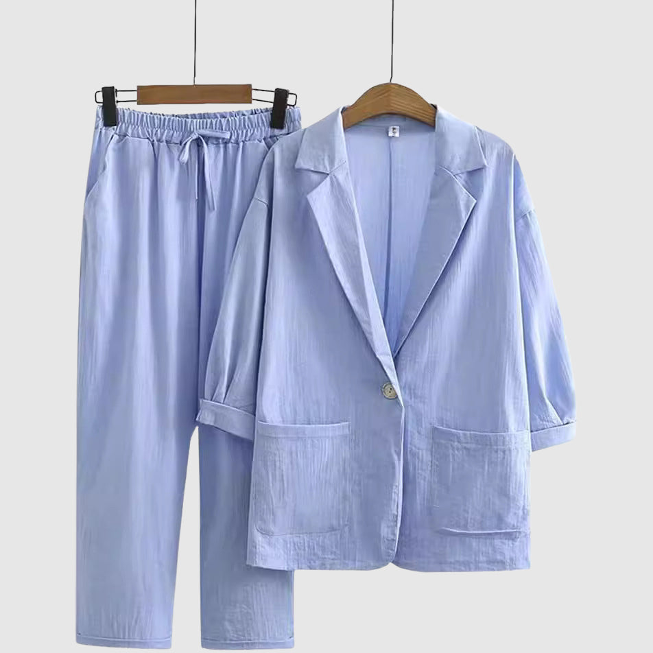 Elise Leroy Ensemble Lin Breezy Bloom Duo Confortable Et Respirant Coupe Ample Pour Journées Bien Remplies