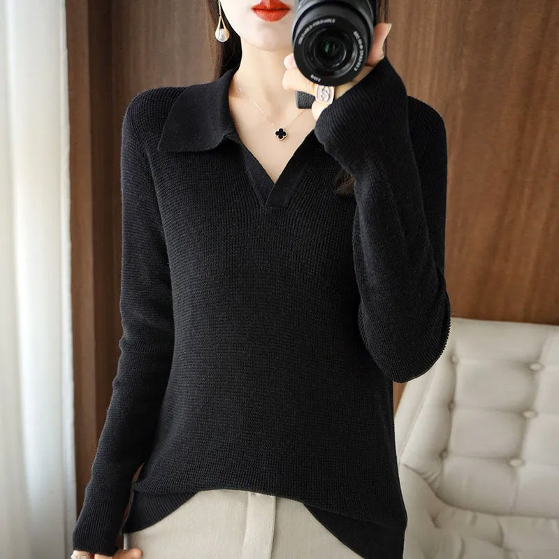 Pull En Maille Heavenly Knit Elise Leroy Col En V Luxueux Et Confortable À Manches Longues
