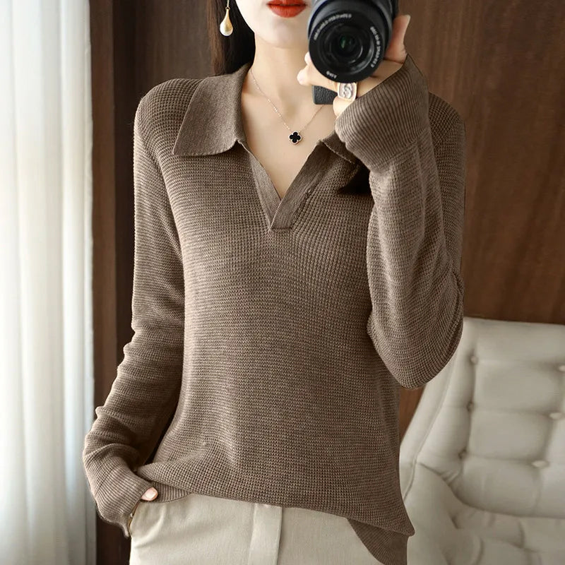 Pull En Maille Heavenly Knit Elise Leroy Col En V Luxueux Et Confortable À Manches Longues