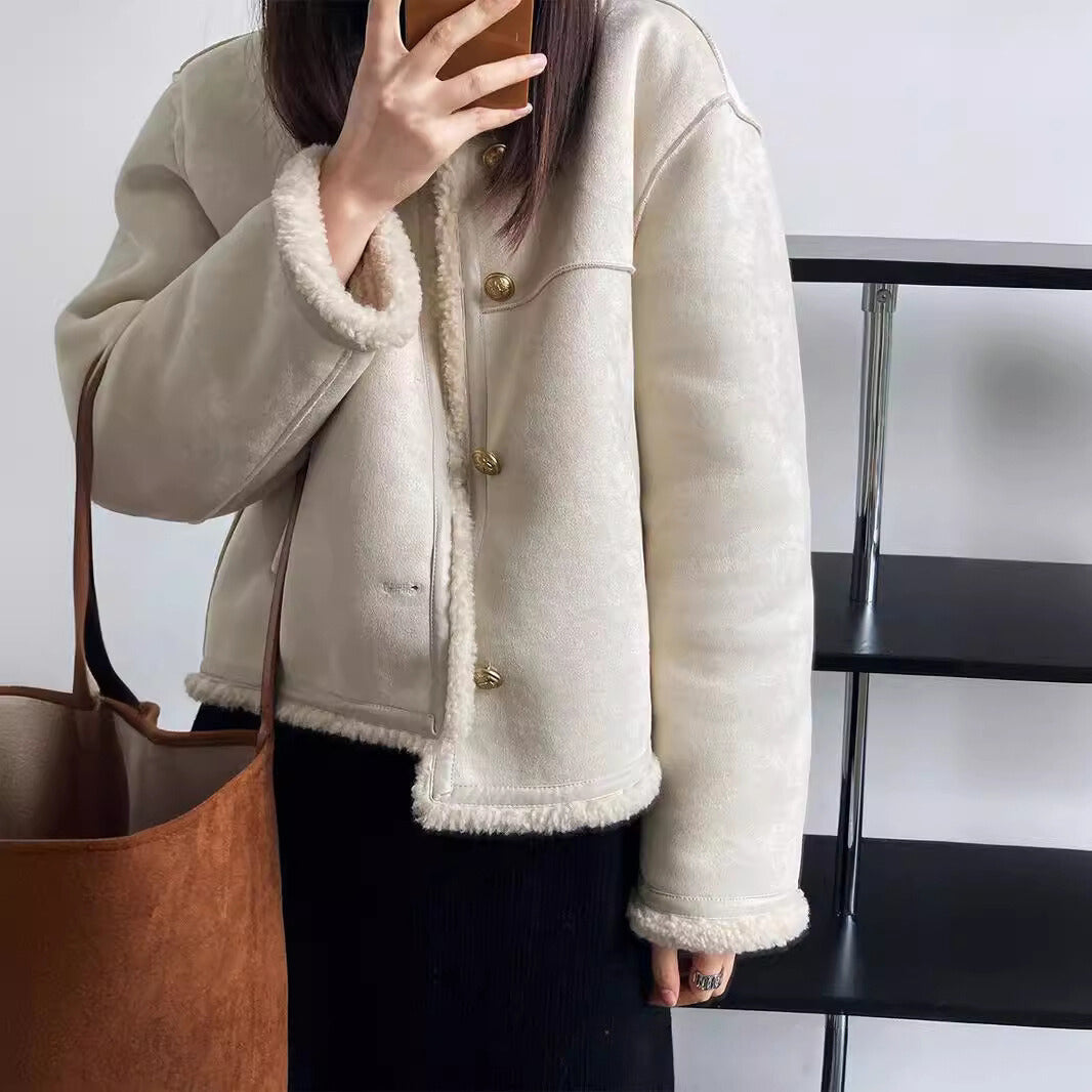 Manteau Sherpa Chic Elise Leroy En Mélange Coton Polyester Avec Doublure Douce Pour Hiver