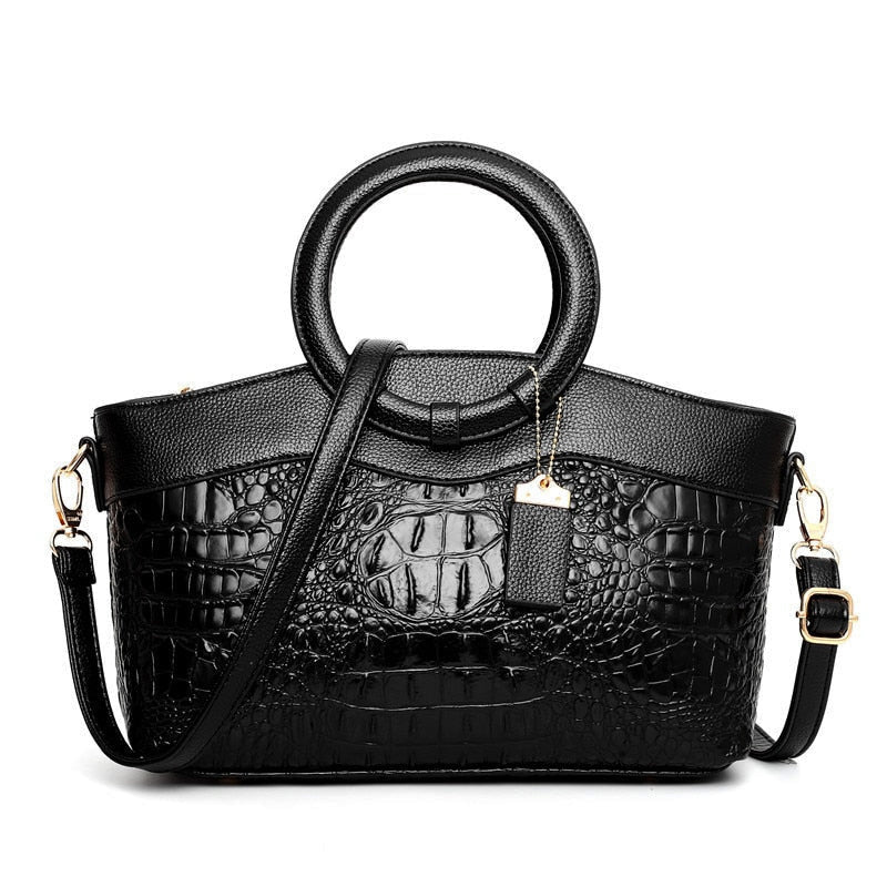 Sac À Main Vintage Élise Leroy En Cuir Crocodile Embossé Polyvalent Jour Et Nuit