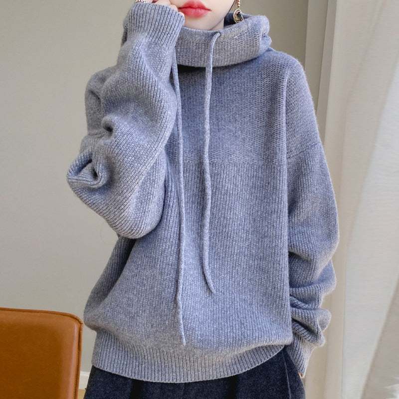 Pull En Laine Ultra Doux Avec Capuche Elise Leroy Wool Wonder Tricot Artisanal Luxe