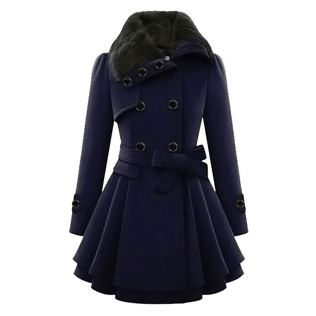 Trench Coat Femme En Mélange De Laine Double Boutonnage Avec Ceinture Élégant Et Polyvalent Pour Bureau Et Loisirs