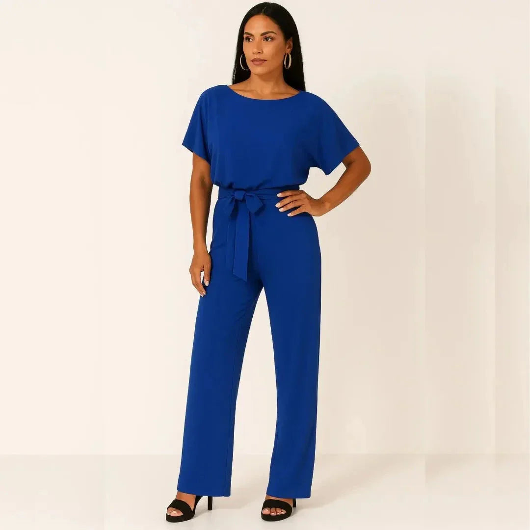 Combinaison Ceinturée À Pantalon Large Élégante Et Confortable Pour Journée Et Soirée