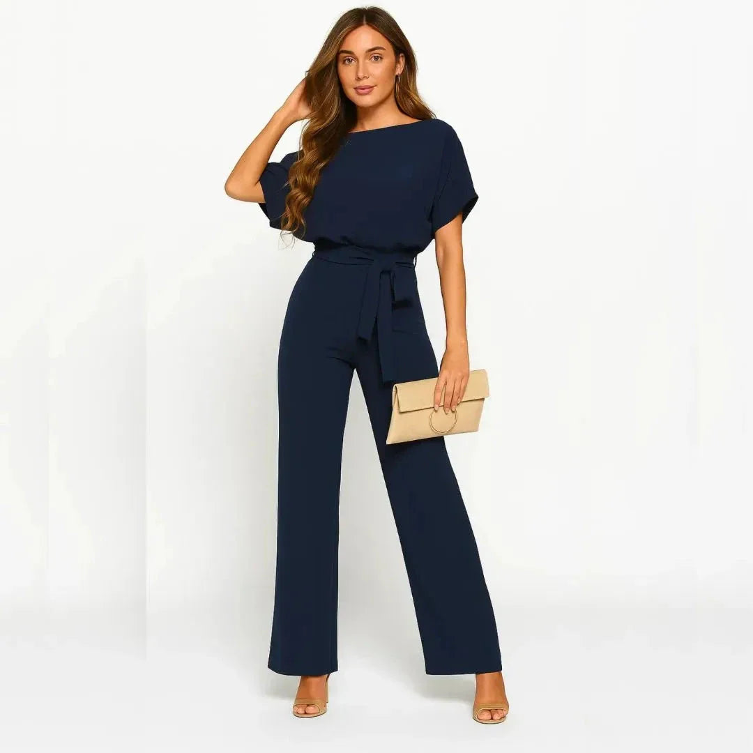 Combinaison Ceinturée À Pantalon Large Élégante Et Confortable Pour Journée Et Soirée