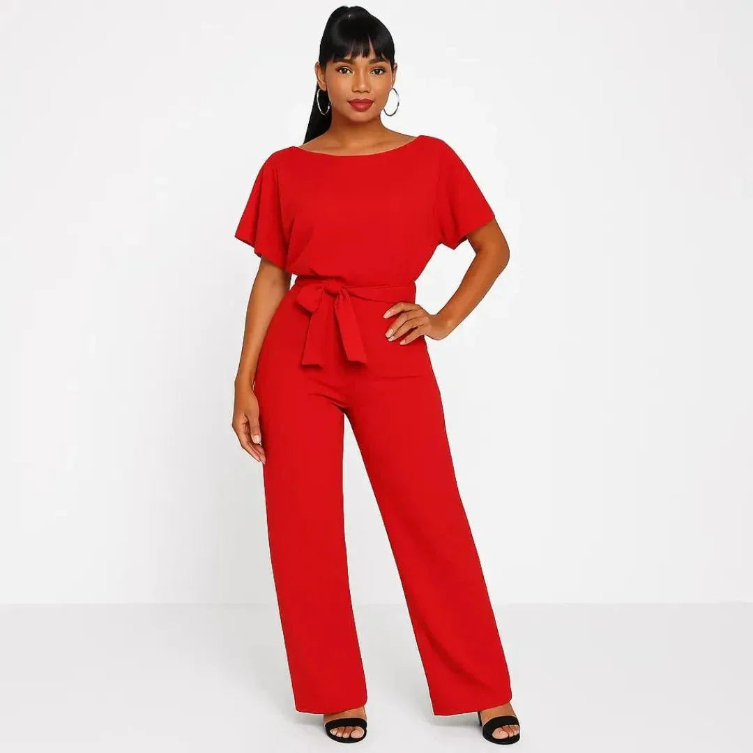 Combinaison Ceinturée À Pantalon Large Élégante Et Confortable Pour Journée Et Soirée
