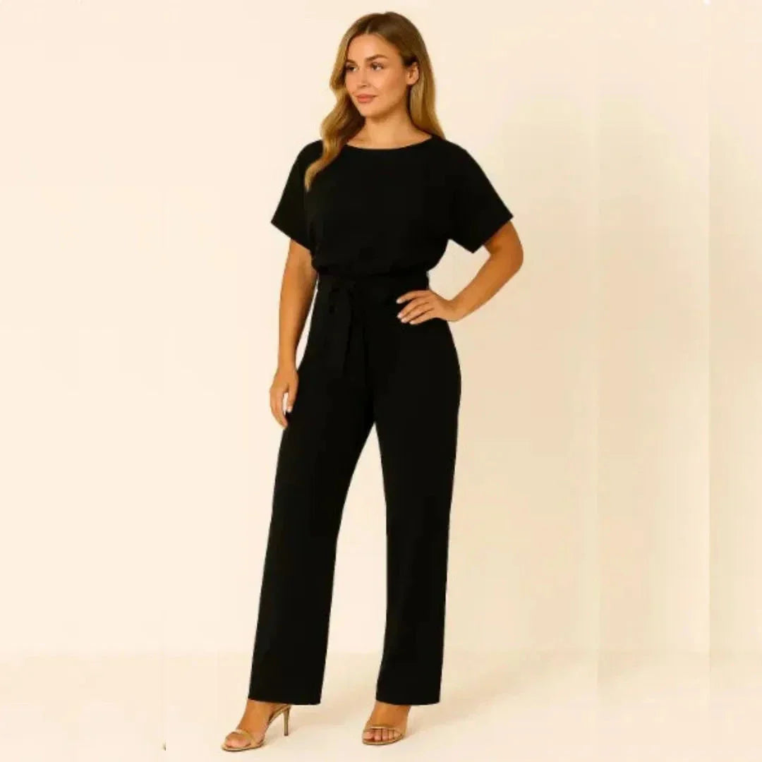 Combinaison Ceinturée À Pantalon Large Élégante Et Confortable Pour Journée Et Soirée
