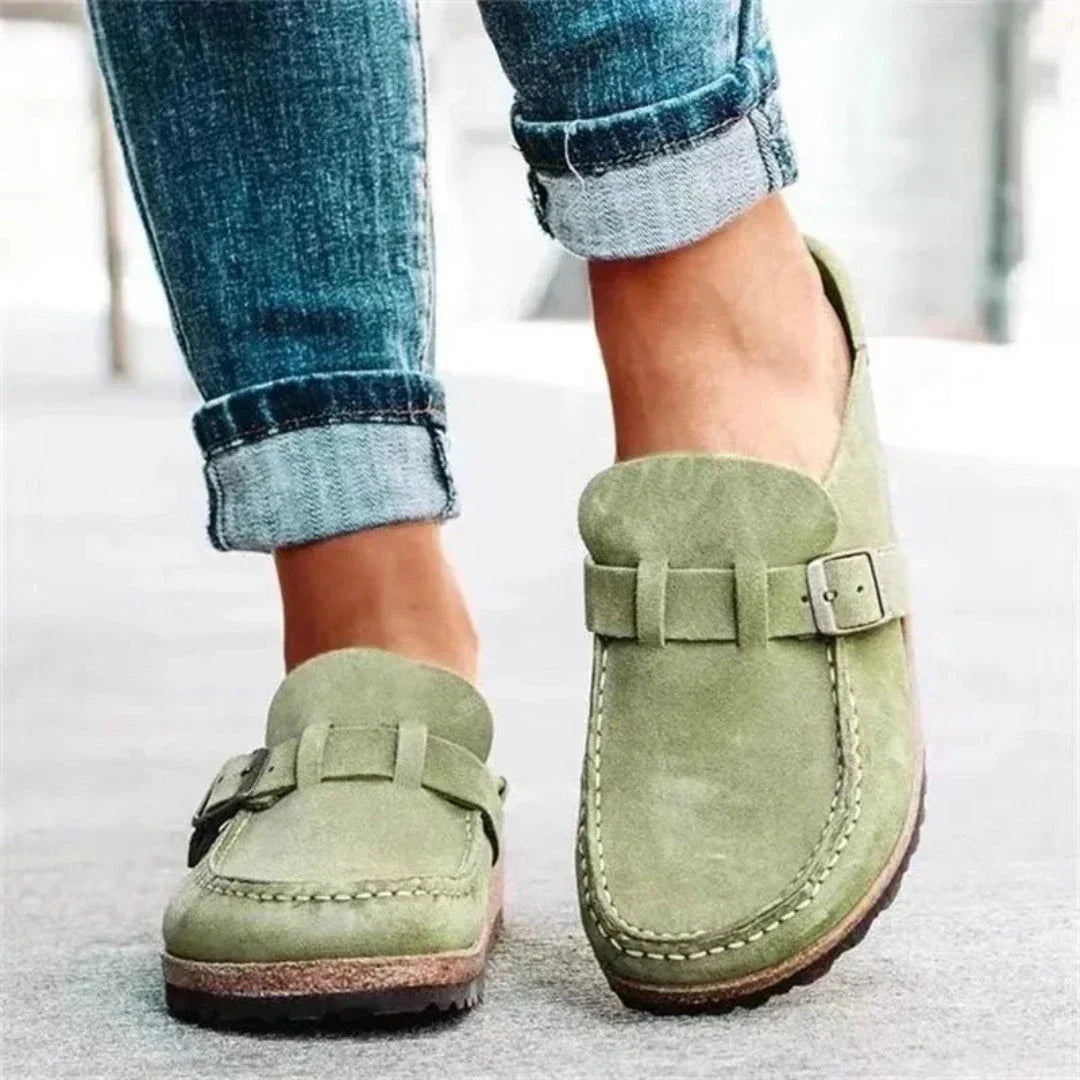 Mules Femme En Daim Synthétique À Boucle Confort Contouré Slip On Au Style Vintage