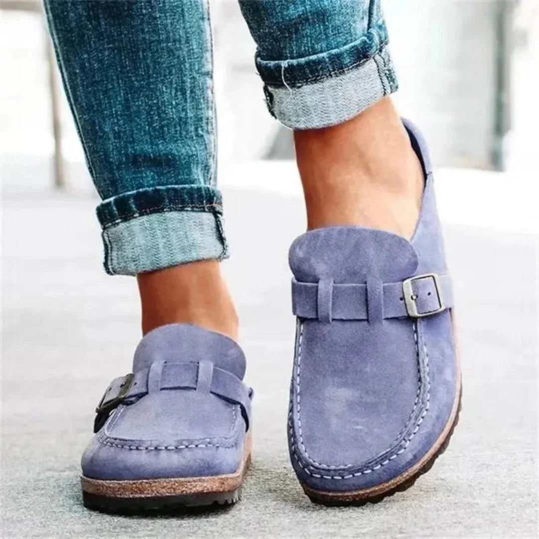 Mules Femme En Daim Synthétique À Boucle Confort Contouré Slip On Au Style Vintage