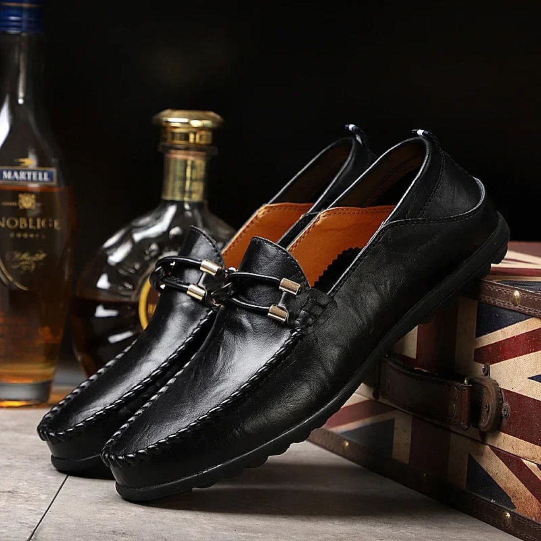 Mocassins Enzo Luxe En Cuir Véritable Confort Ergonomique Semelle Caoutchouc Haute Résistance