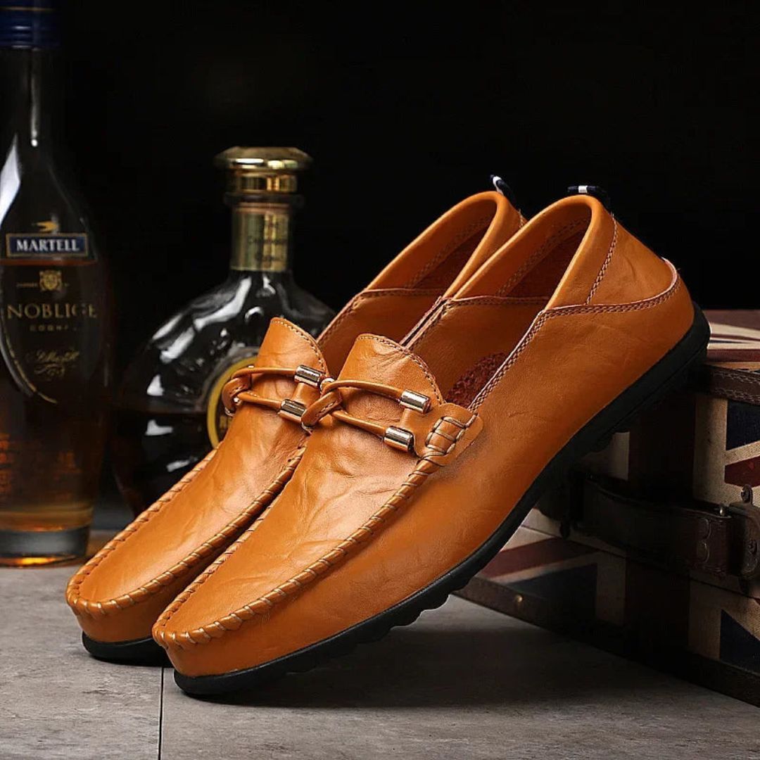 Mocassins Enzo Luxe En Cuir Véritable Confort Ergonomique Semelle Caoutchouc Haute Résistance