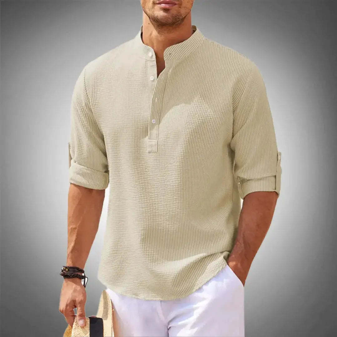 Chemise En Lin Erós Pour Homme Par Amawinc Coupe Décontractée Texture Gossamer Grise