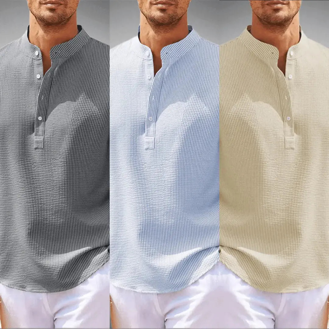 Chemise En Lin Erós Pour Homme Par Amawinc Coupe Décontractée Texture Gossamer Grise