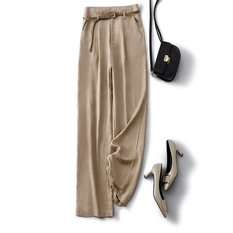 Pantalon Esme À Ceinture Plissée Amovible, Coupe Large Et Tissu Doux Et Fluide Idéale Pour Travail Et Temps Libre