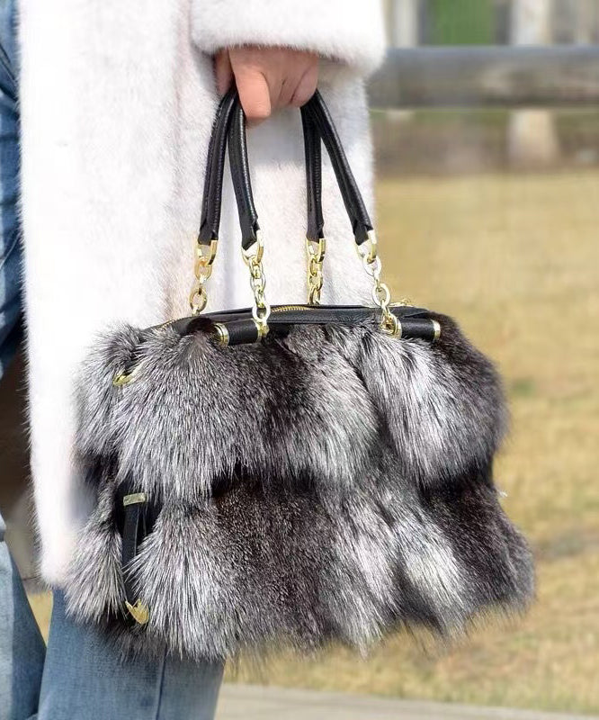 Sac fourre-tout grande capacité en fourrure de renard de style européen et américain - Amawinc