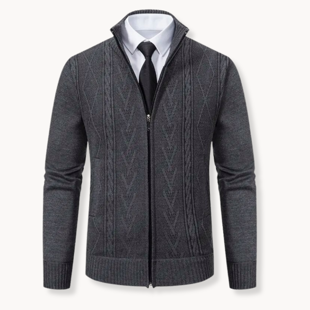 Cardigan Zippé Jose Pour Hommes Amawinc Maille Premium Motif Câble Chaud Confortable
