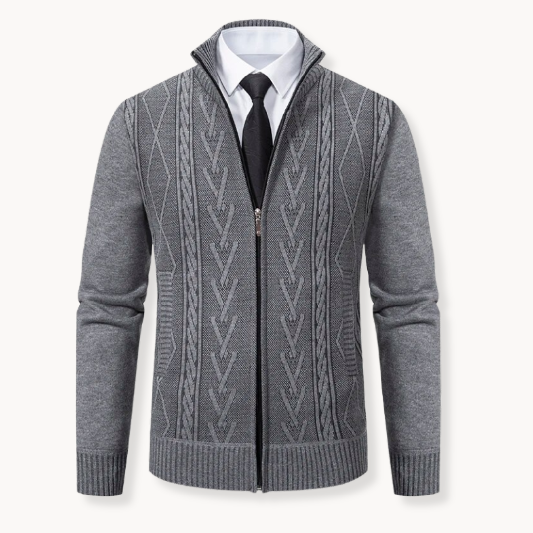 Cardigan Zippé Jose Pour Hommes Amawinc Maille Premium Motif Câble Chaud Confortable