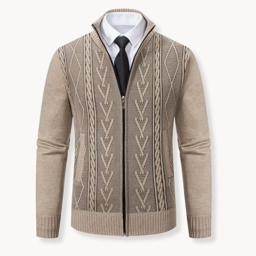 Cardigan Zippé Jose Pour Hommes Amawinc Maille Premium Motif Câble Chaud Confortable