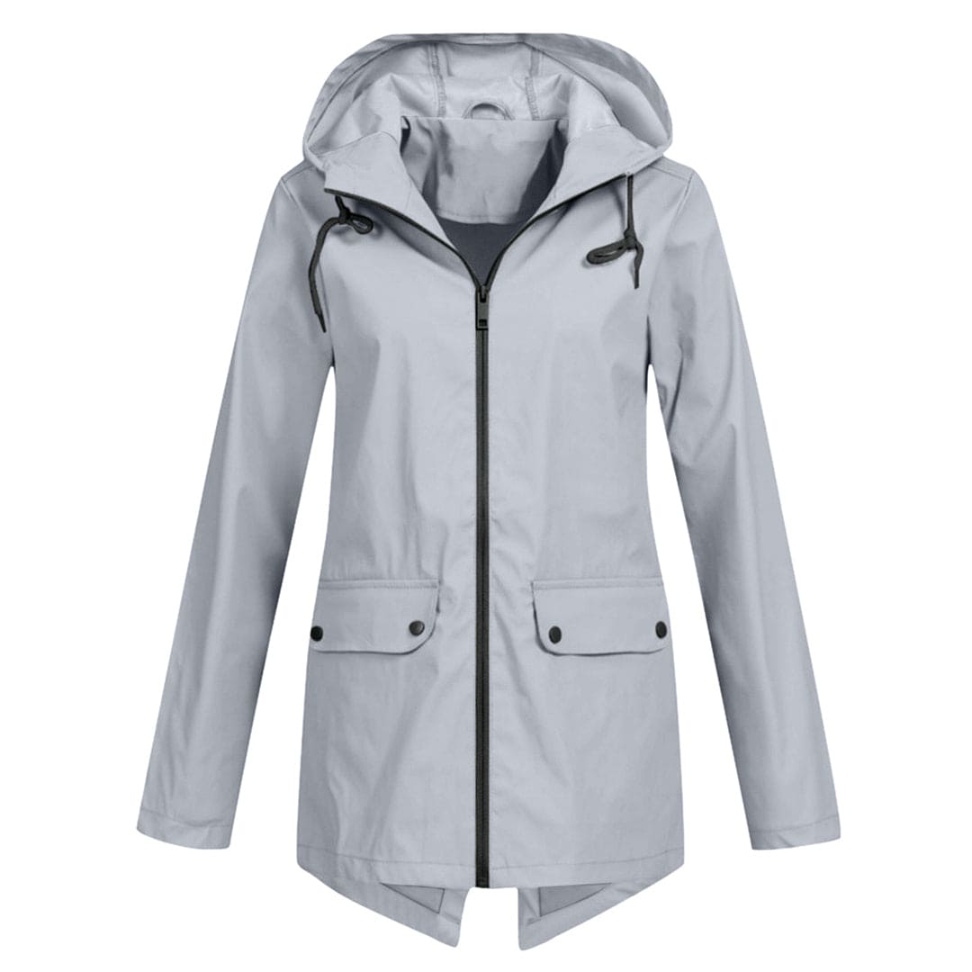 Veste de Pluie pour Femmes Imperméable Coupe Décontractée Mi Longue Capuche Ajustable