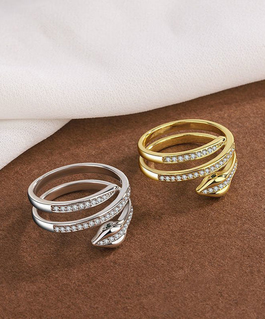 Ensemble de deux bagues tendance en alliage de zirconium en forme de S - Amawinc