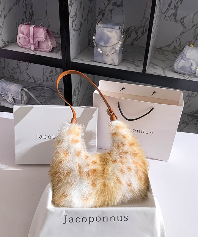 Sac à main polyvalent en fourrure marron tendance - Amawinc