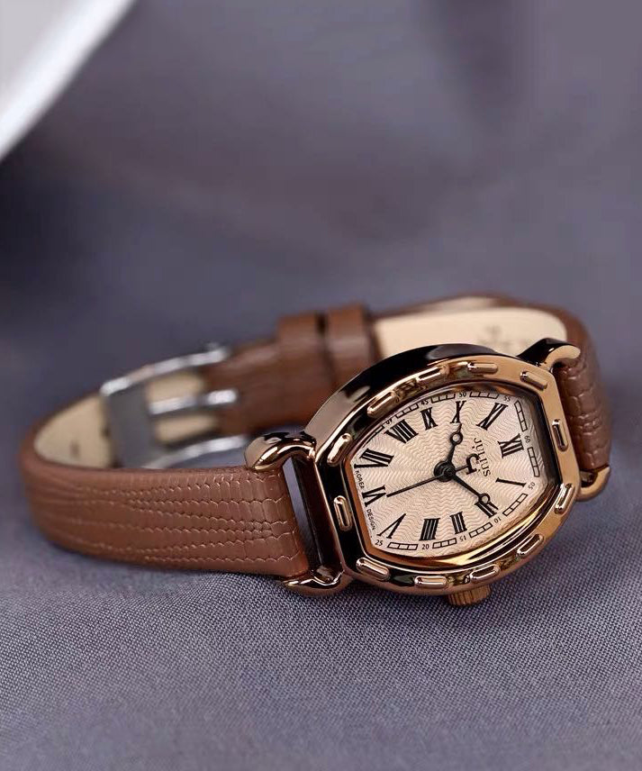 Montre tendance en alliage de cuir et verre trempé patchwork - Amawinc