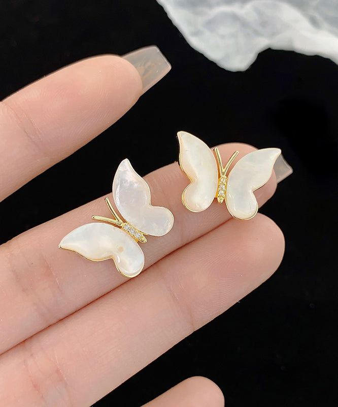 Boucles d'oreilles papillon tendance en or, cuivre et zircons - Amawinc