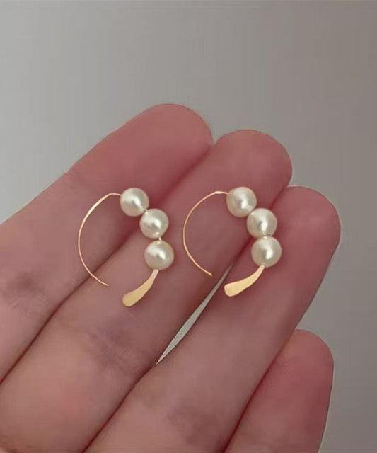 Boucles d'oreilles créoles tendance en argent sterling et or avec perles - Amawinc