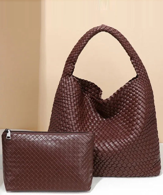 Sac fourre-tout en cuir durable tissé à la main, tendance, mûrier - Amawinc